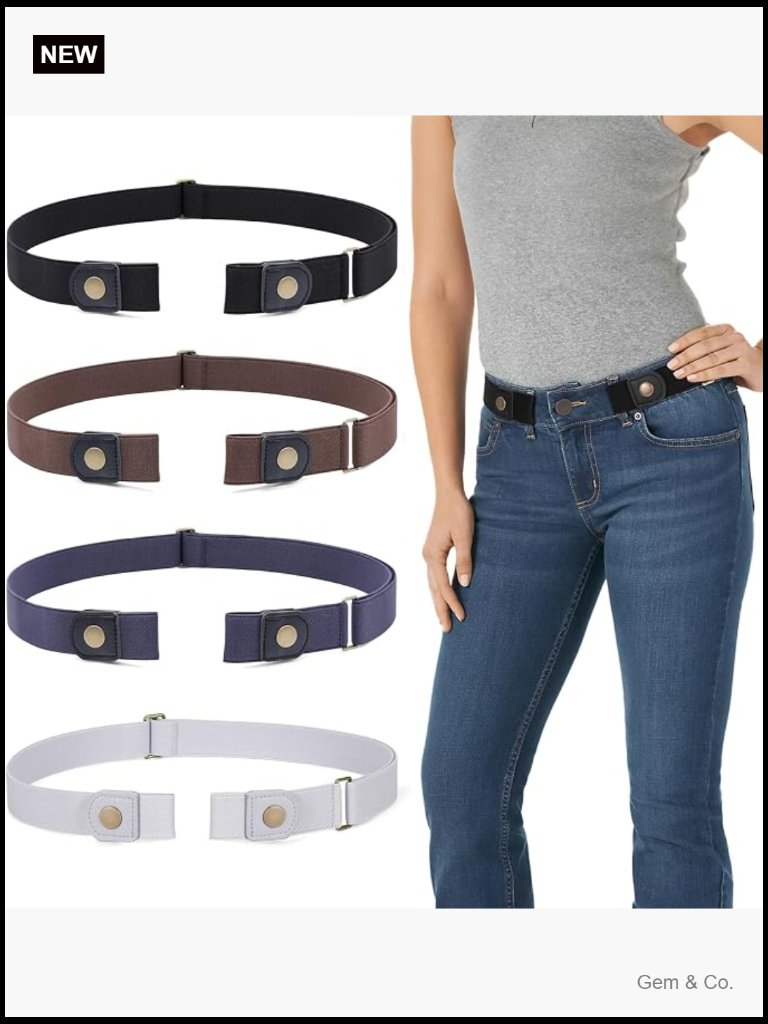3-Pack No-Buckle Stretch Belt Invisible Elastic Belt Adjustable